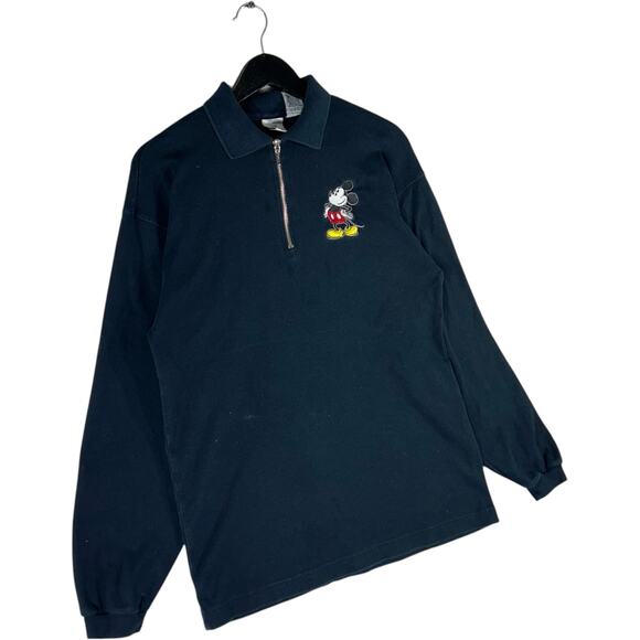 Vintage Disney Mickey Mouse Logo 1/4 Zip Collared Sweatshirt - Picture 4 of 8